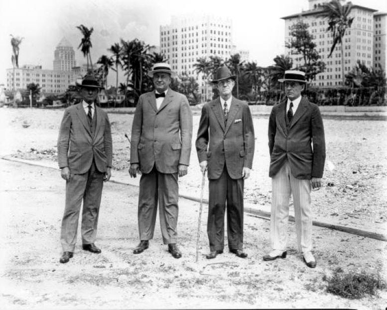 John Sewell is the second from the right in this photo on the former site of the Royal Palm Hotel.