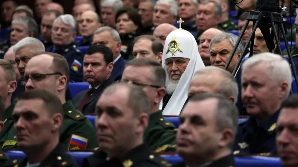 Patriarch Kirill, head of the Russian Orthodox Church and a Putin ally, has blessed Russia's war effort.