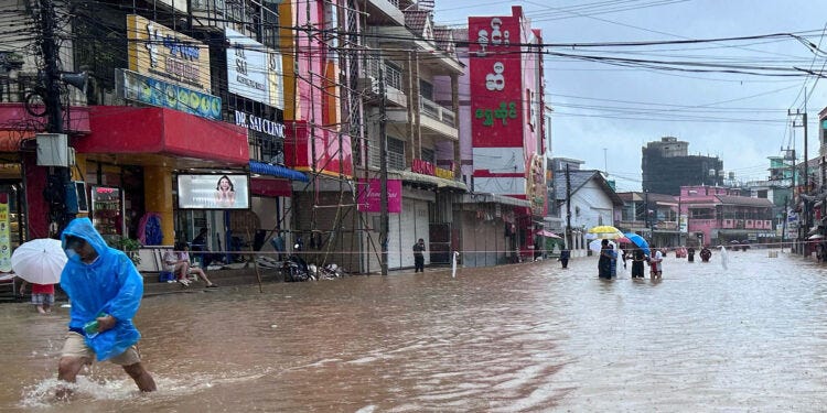 Heavy Rains Trigger Flooding in Tachileik on Myanmar-Thai Border