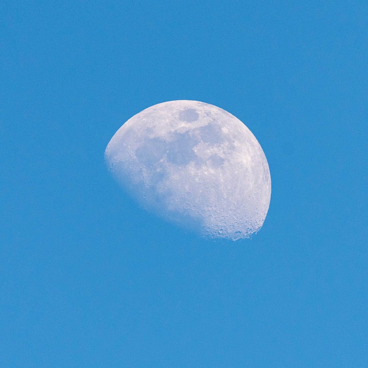 Gibbous moon in daylight