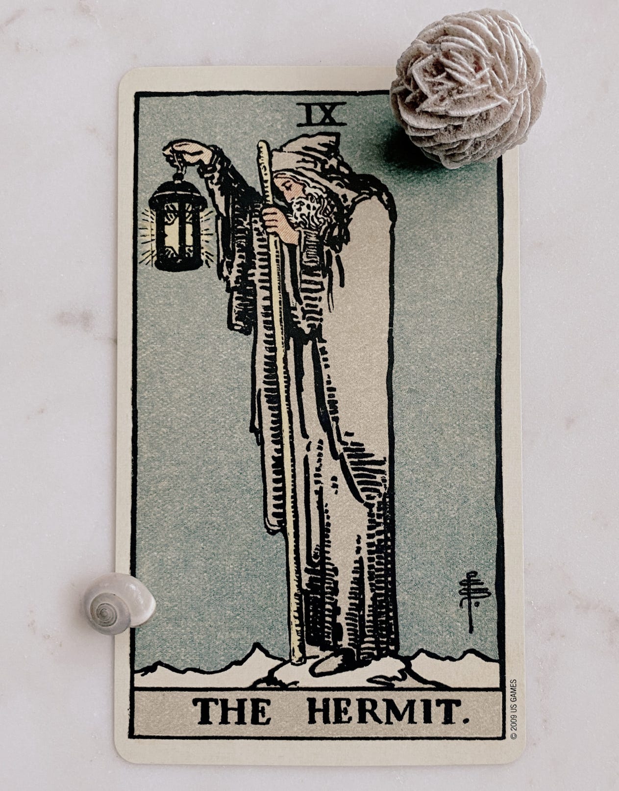 Image of The Hermit card from the Smith-Waite tarot