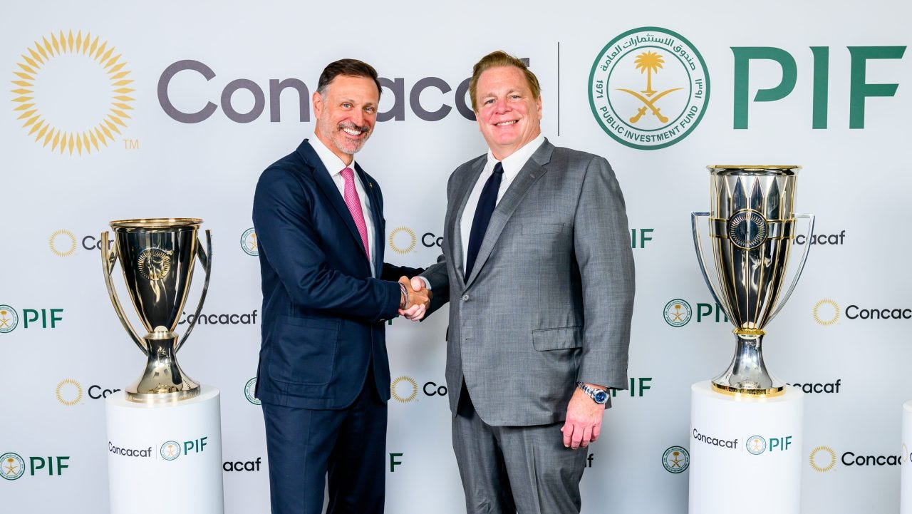 Philippe Moggio, General Secretary, Concacaf and Kevin Foster, Head of Corporate Affairs, PIF