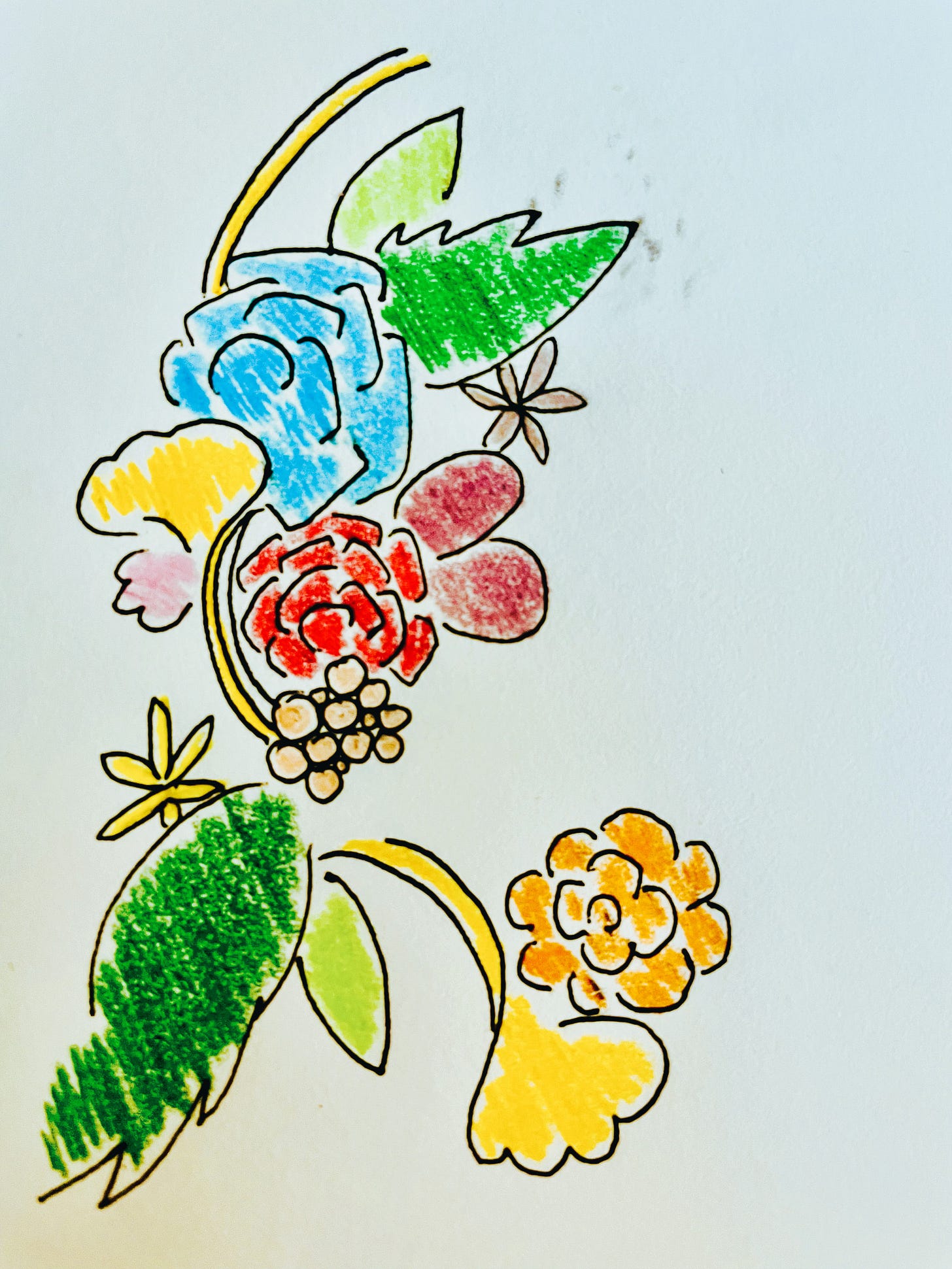 Colorful doodles with black ink borders