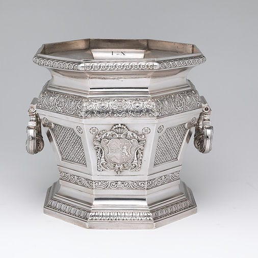 Geometric shaped silver wine cooler