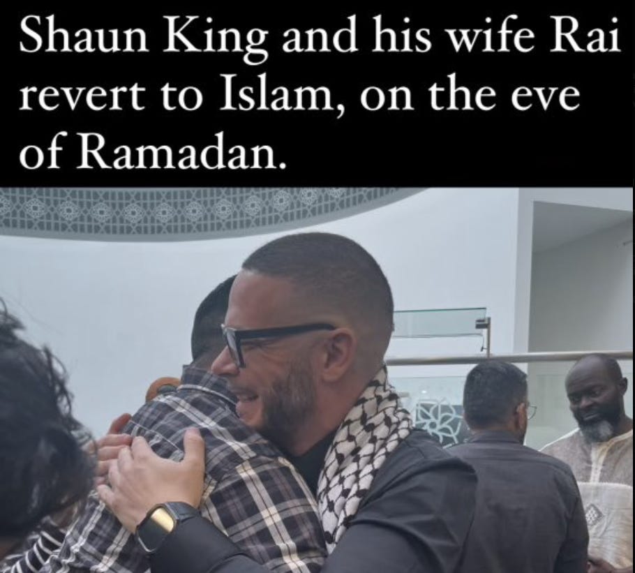 Propaganda images of the BLM founder "returning to Islam with his wife on the eve of Ramadan" circulated on social media. King has not previously been a Muslim, but a "Christian pastor", in his own words.