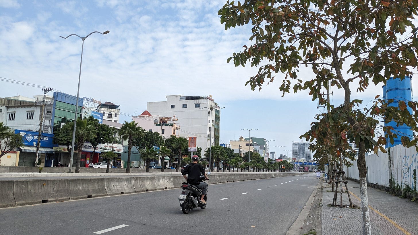 street scene of one motorbike