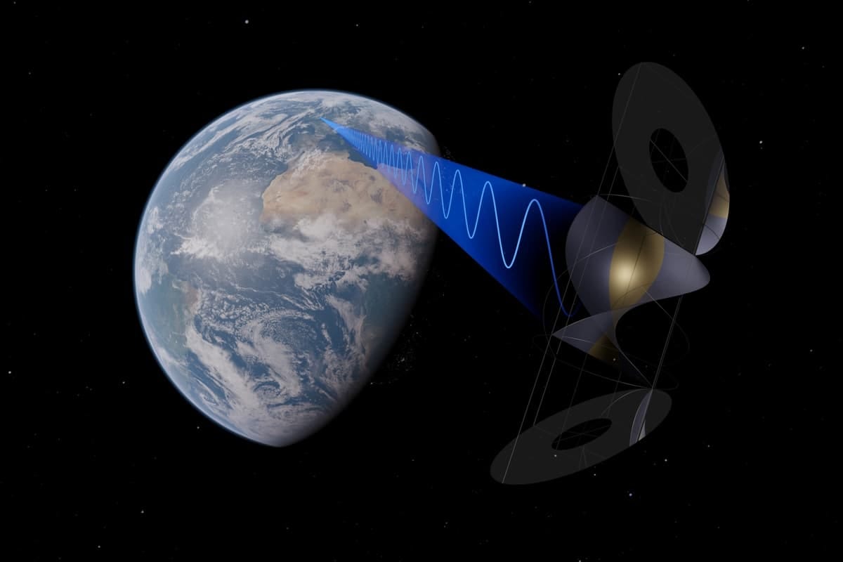 Artist's concept of an orbital solar power plant