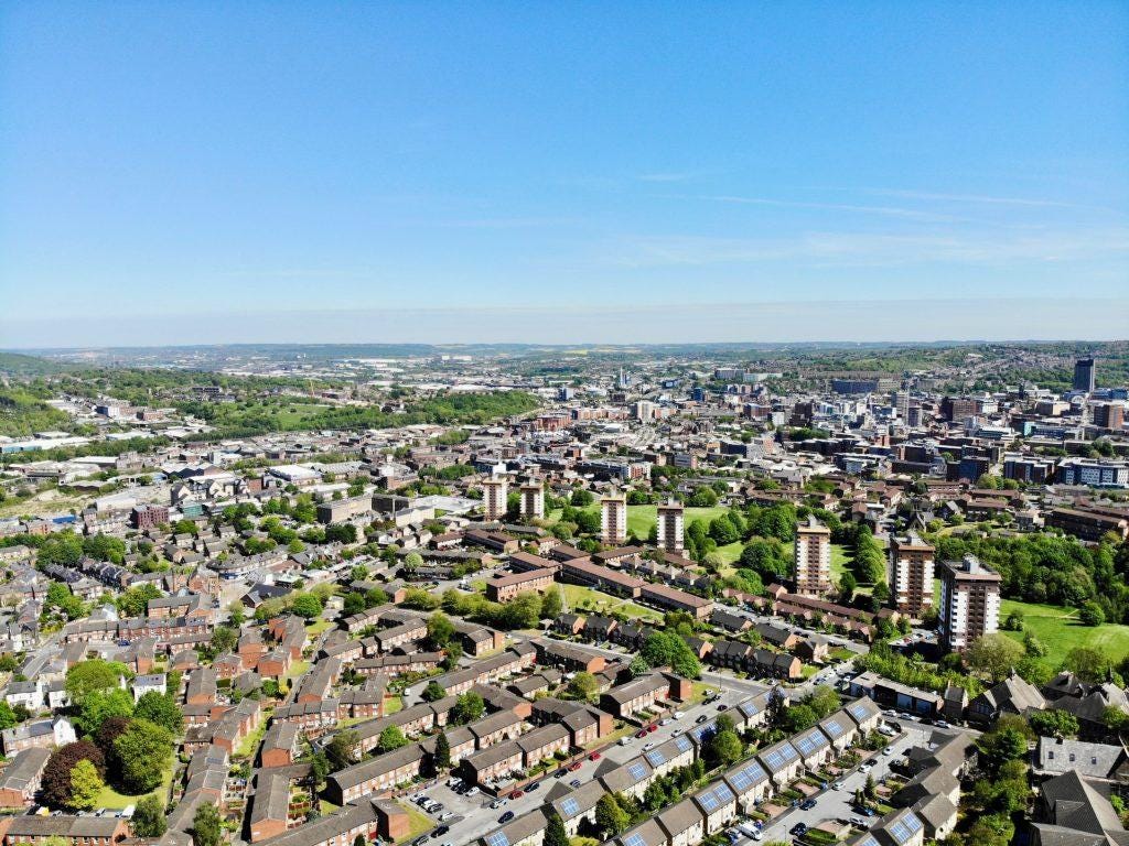 A view over Netherthorpe, Upperthorpe and the Ponderosa