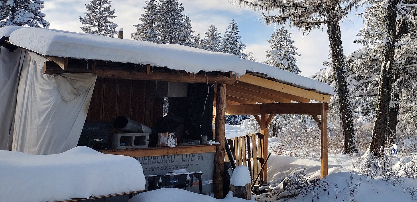 The writing porch in the snow