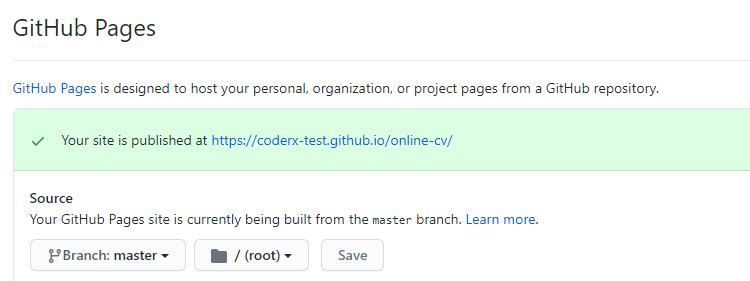 GitHub Pages success