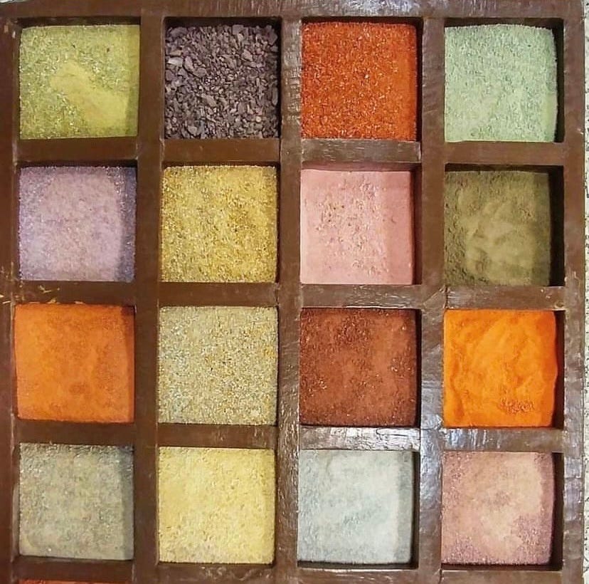 montage of natural pigments in an array of autumn colours