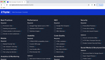 Web developer Checklist chrome extension