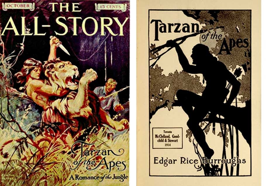 Book covers for Tarzan novels, 1912 and 1914 Book covers for Tarzan novels, 1912 and 1914