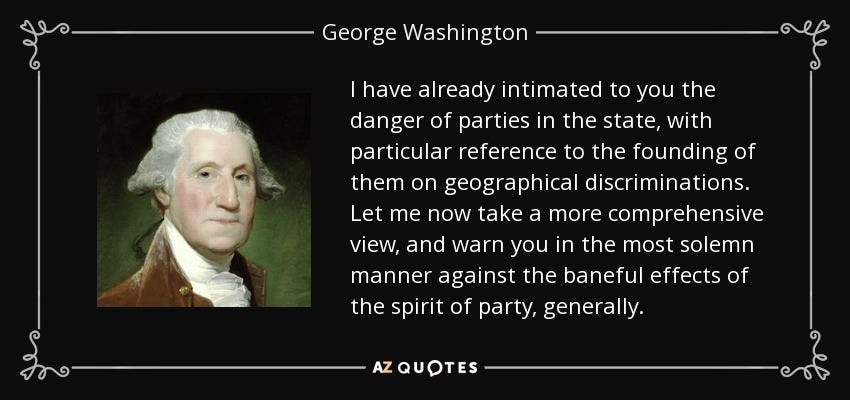 George Washington quote: I have already intimated to you the danger of  parties...