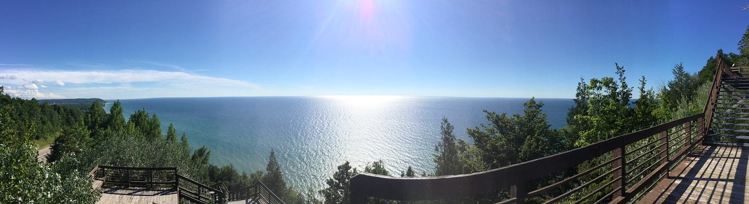 An overlook view of Lake Michigan