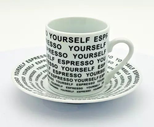 "ESPRESSO YOURSELF" Home Essentials and Beyond 2"  2 oz Cup + 4-1/4" Saucer - Picture 15 of 23