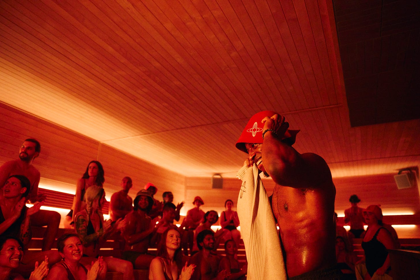 people in a sauna