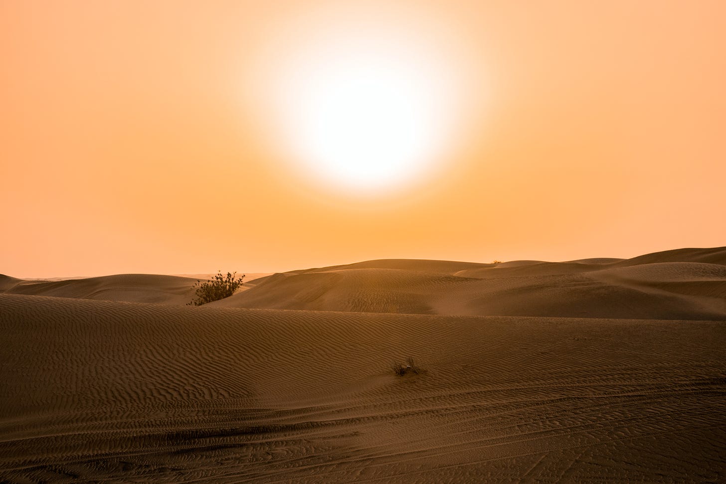 Blazing sun over a desert