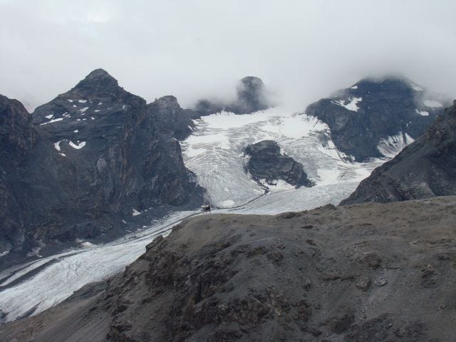 The glacier seen from Stelvio Pass.