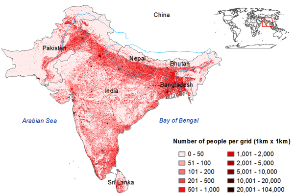 Why is population density in India concentrated against the Himalayan  range, rather than on the coastal regions? - Quora