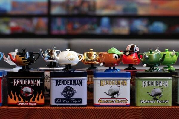 Pixar on Twitter: "Here's a fun fact: The Pixar RenderMan teapots have been  around since 2003, and there are 26 different versions.  http://t.co/f9Ndz6AEK1" / Twitter
