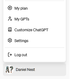 Selecting the user's profile in ChatGPT