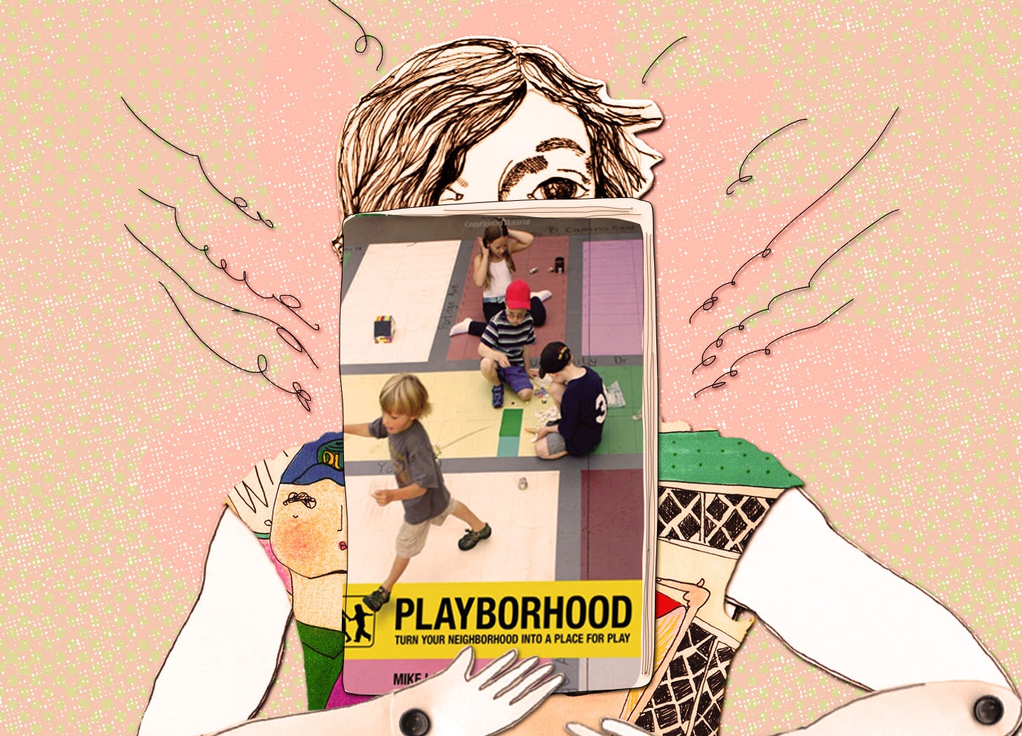 Illustration of Mitra holding Playborhood book