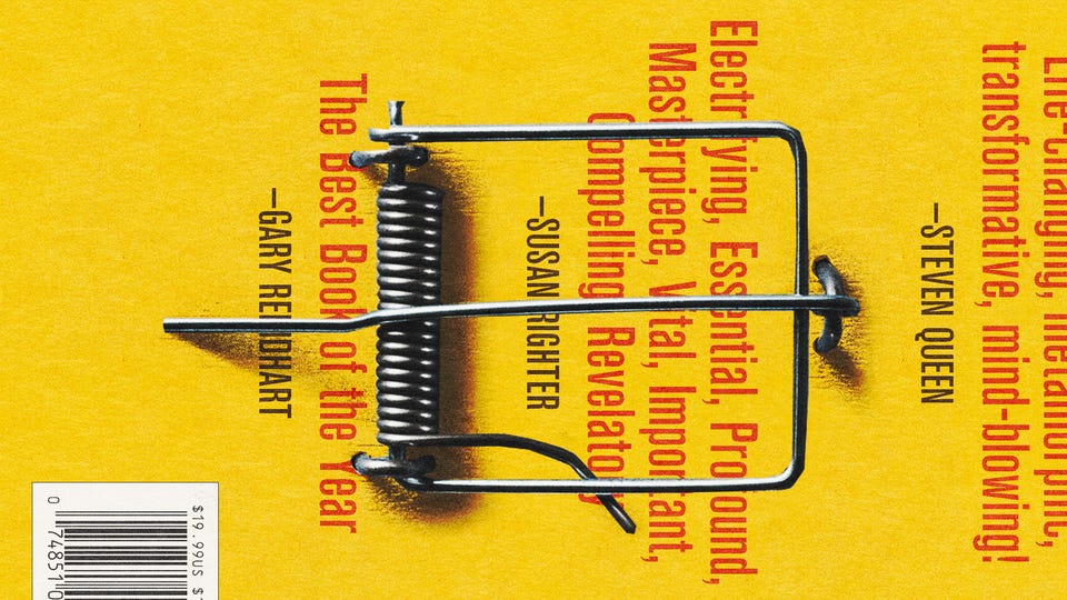 book blurbs with a mousetrap on top