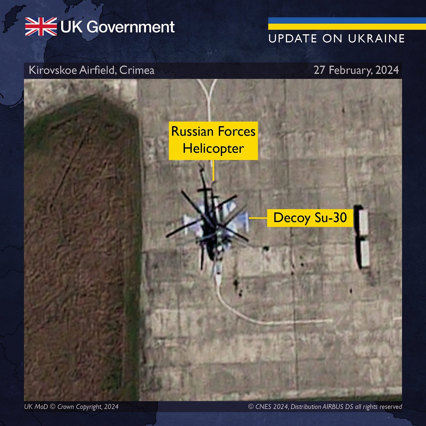 Satellite image of Kirovskoe Airfield, Crimea. (27/02/24)