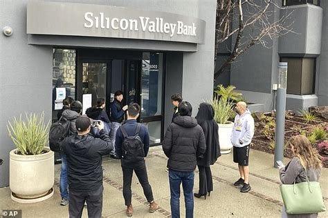 People waiting in line outside SVB