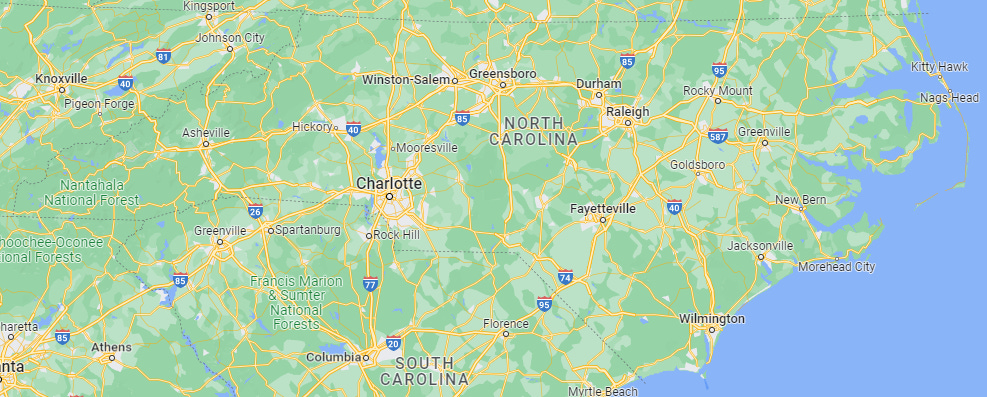 Google Maps view of North Carolina