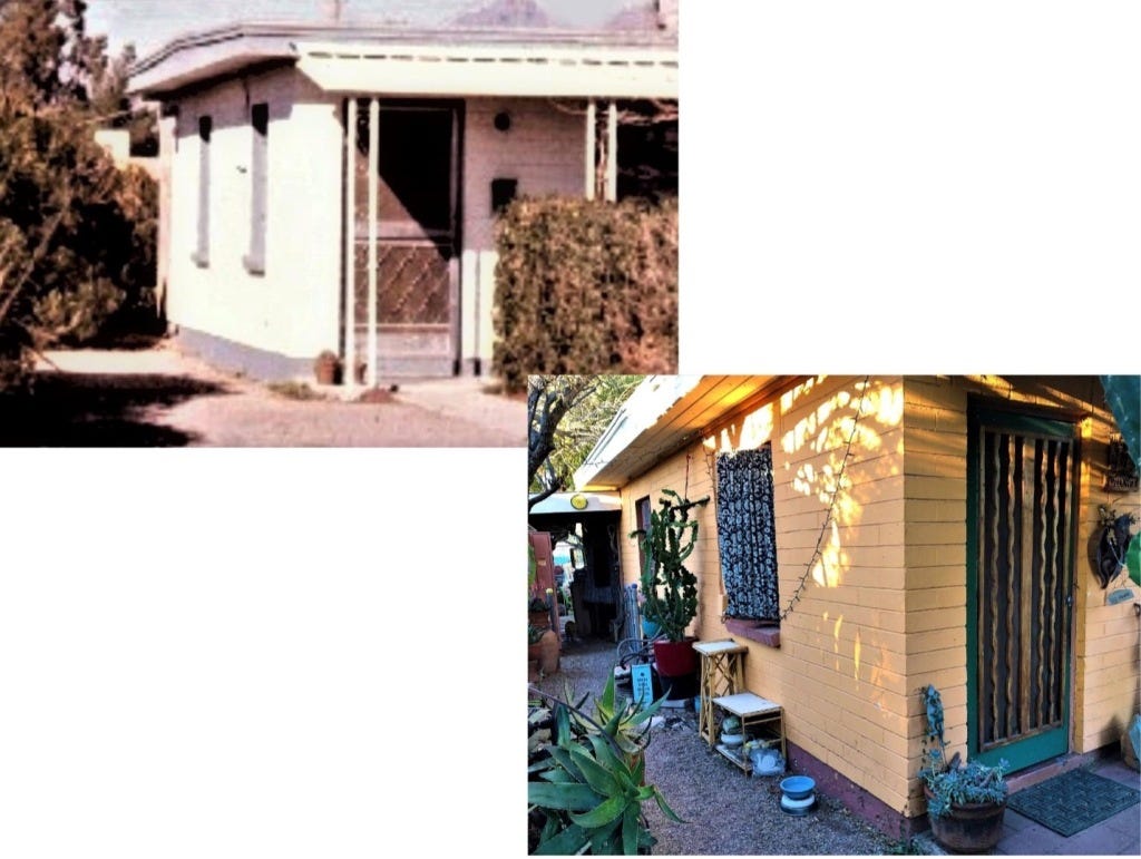 Kay's front door in 1981 and 2016