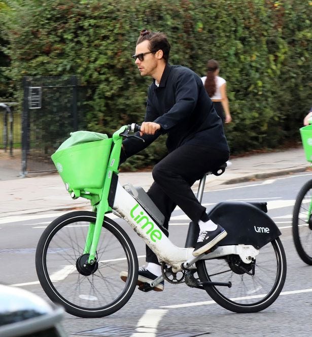 Harry Styles and James Corden break major traffic rule on bike ride through  London - Mirror Online