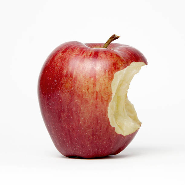 Red Apple With Bite Stock Photo - Download Image Now - Apple - Fruit, Biting,  Missing Bite - iStock