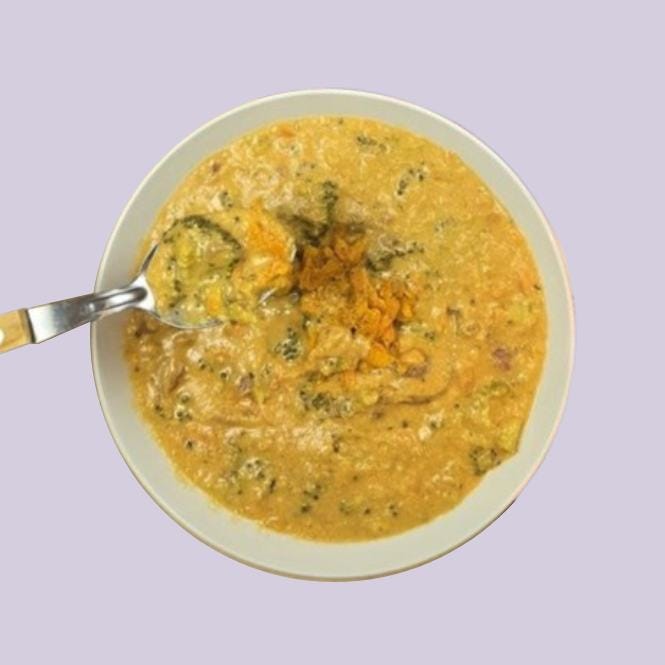 Whole Food Plant-based Broccoli Cheddar Cheese Soup no bg
