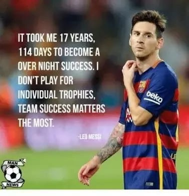 When Lionel Messi said 'it took me 17 years and 114 days to become an  overnight success', of which match was he talking about? - Quora