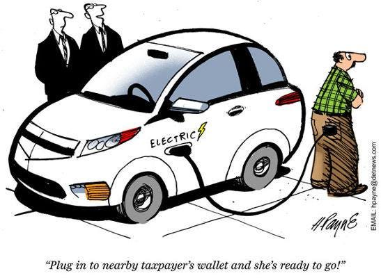 May be an image of car and text that says 'ELECTRICY wm HaynE LANL "Plug in to nearby taxpayer's wallet and she's ready to go!"'
