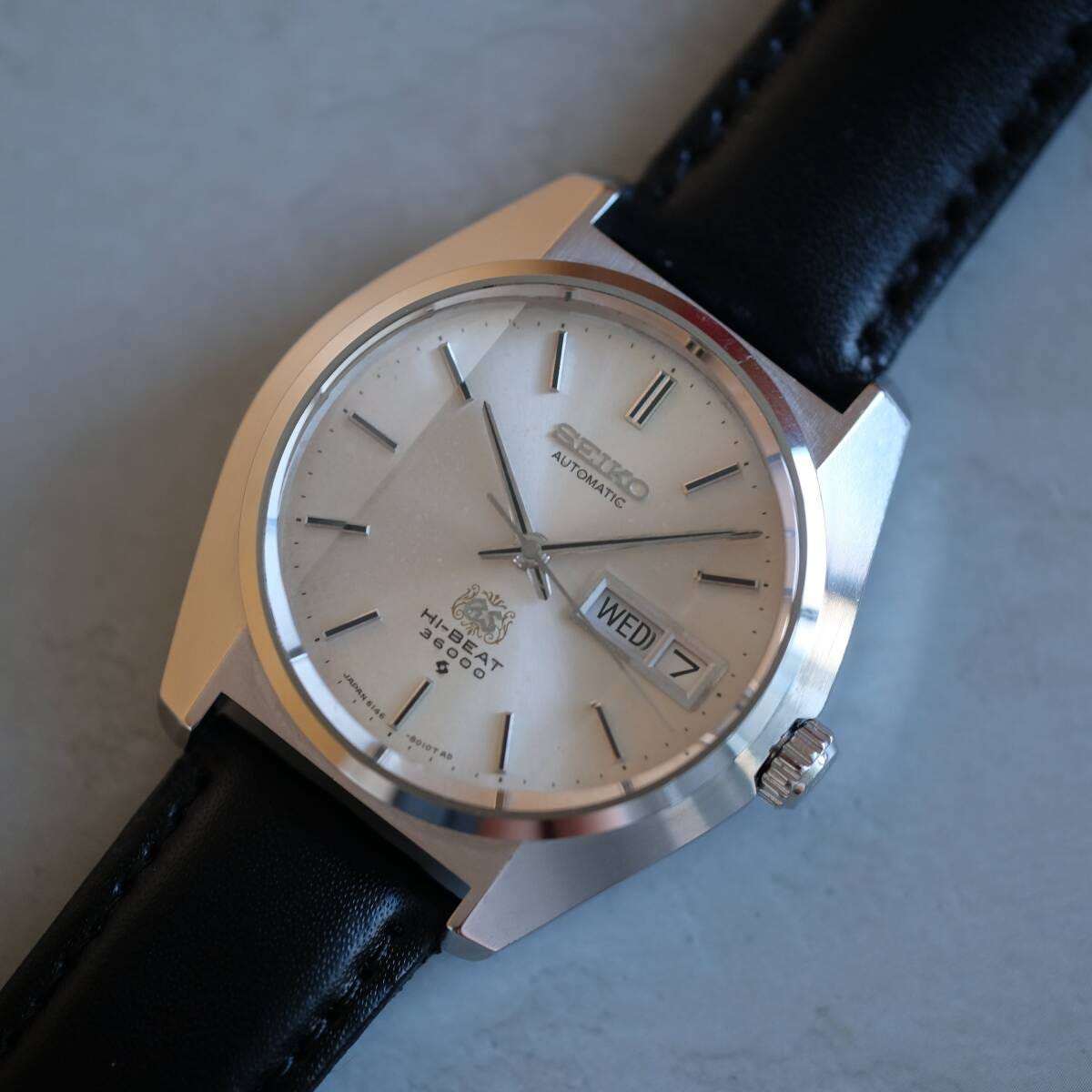 Rare Good Condition GRAND SEIKO ARABESQUE Grand Seiko 61GS Arabesque Dial Automatic Winding Hard Stainless Steel Case HI-BEAT 6146-8010 Antique Watch