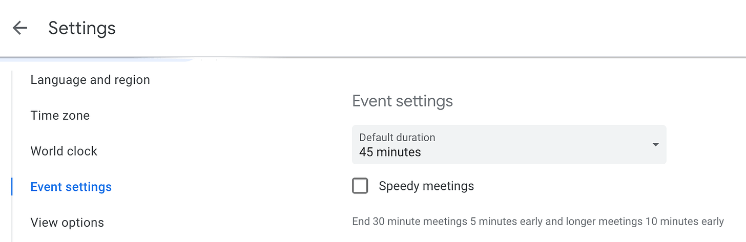 Google Calendar Event settings
