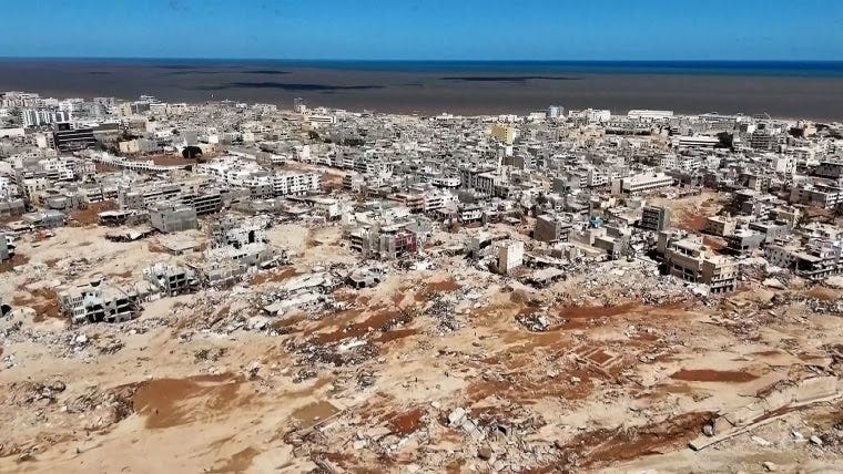 Drone video captures scale of catastrophic Libya flooding