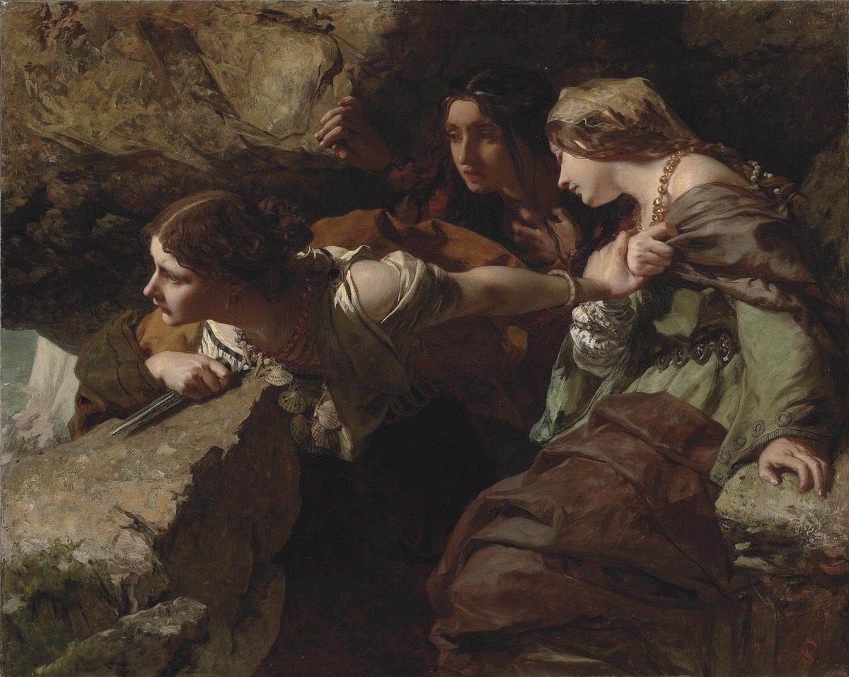 An image added by noahwainwright on Apr 24, 2024. May present: art, painting, courage anxiety and despair watching the battle, courage, anxiety and despair: watching the battle, james sant.