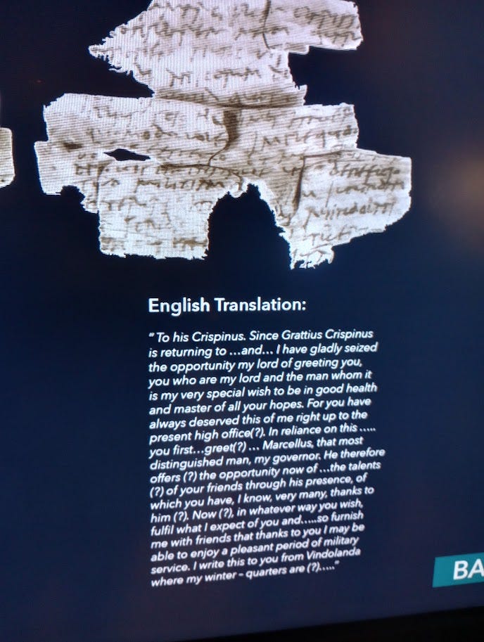 Fragment of message in Latin, and English translation