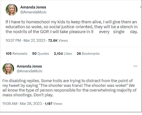 elizabethprata on X: "Beth Moore's daughter & pastor's wife, Amanda Moore  Jones' repulsive, cheap, ignorant, &evil remarks. @AmandaMoJo has since  deleted her account, not being able to withstand being rightly called out.