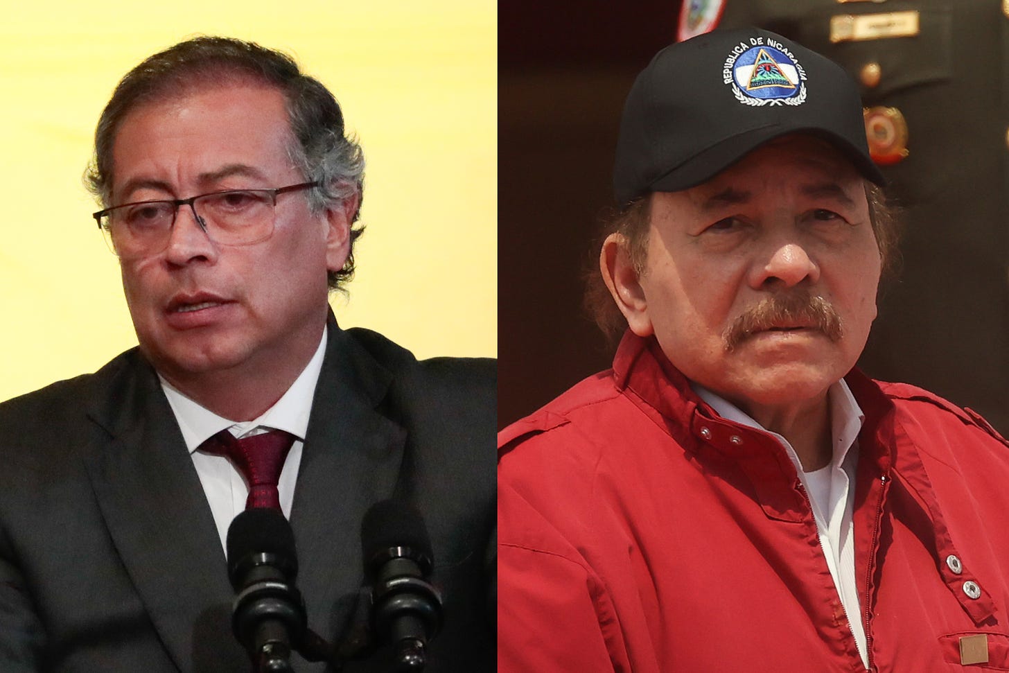 Combo de fotografías del presidente de Colombia, Gustavo Petro (i), y su homólogo de Nicaragua, Daniel Ortega. EFE/Carlos Ortega/Miguel Gutiérrez