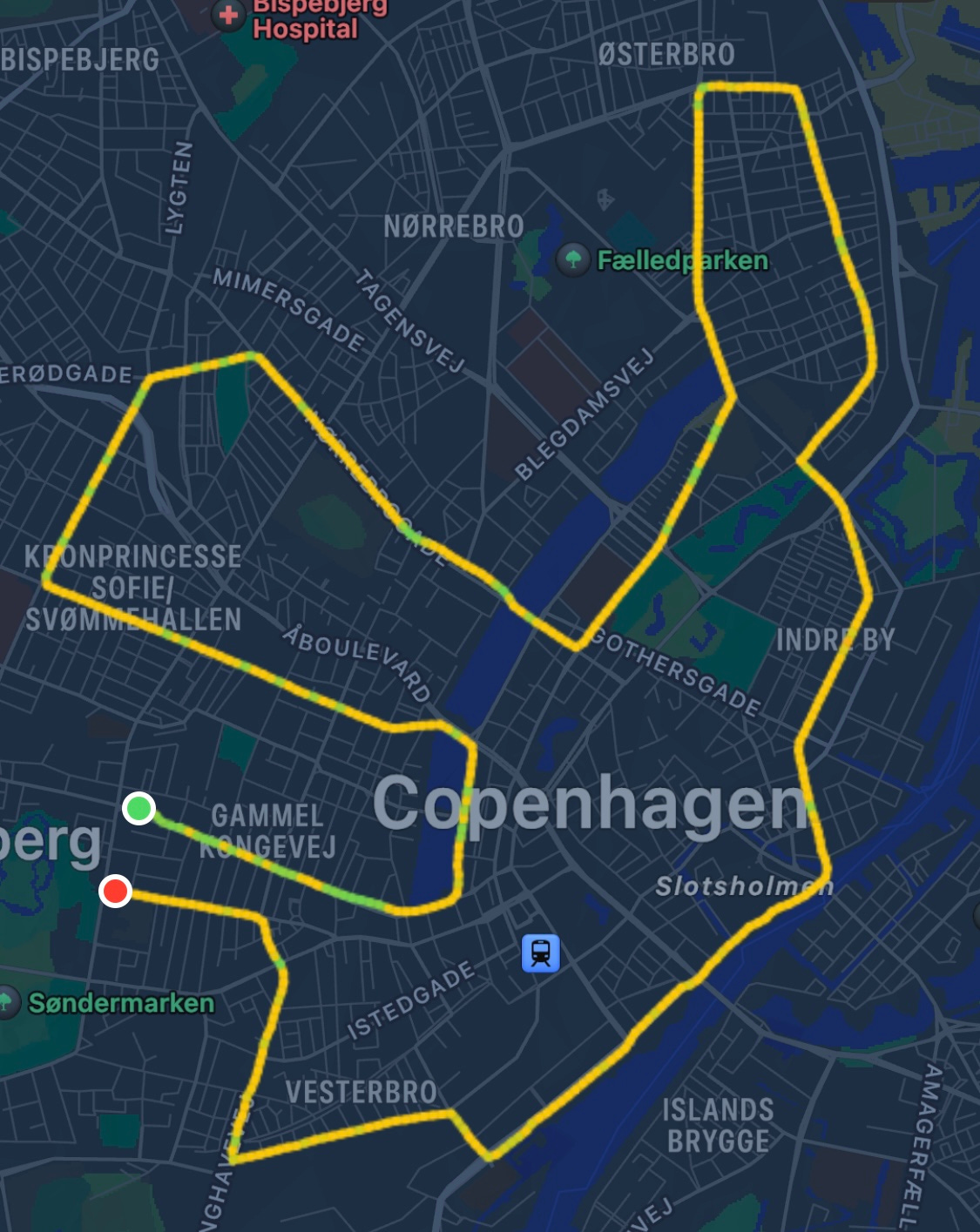 Loop course of the 2023 Copenhagen Half Marathon
