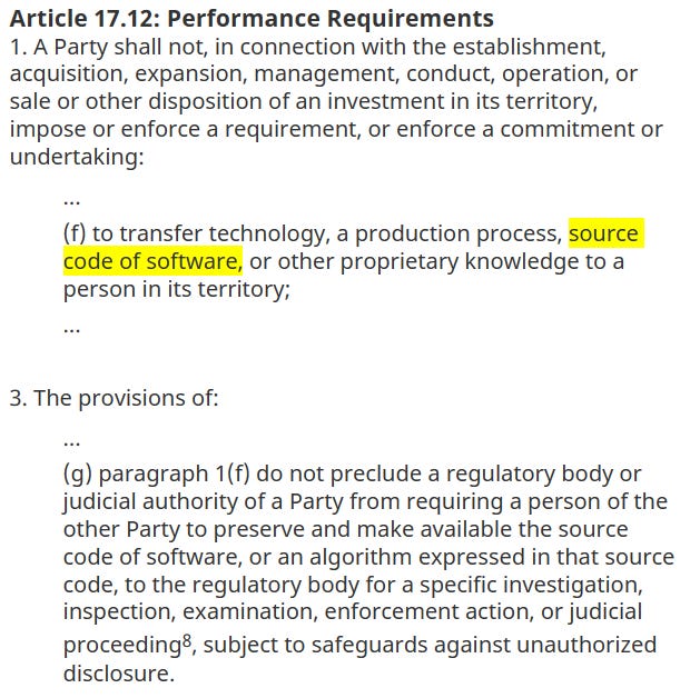 Canada-Ukraine FTA, Article 17.12 (Performance Requirements)