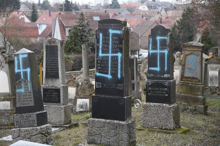 80 graves vandalized at Jewish cemetery in France | The Times of Israel