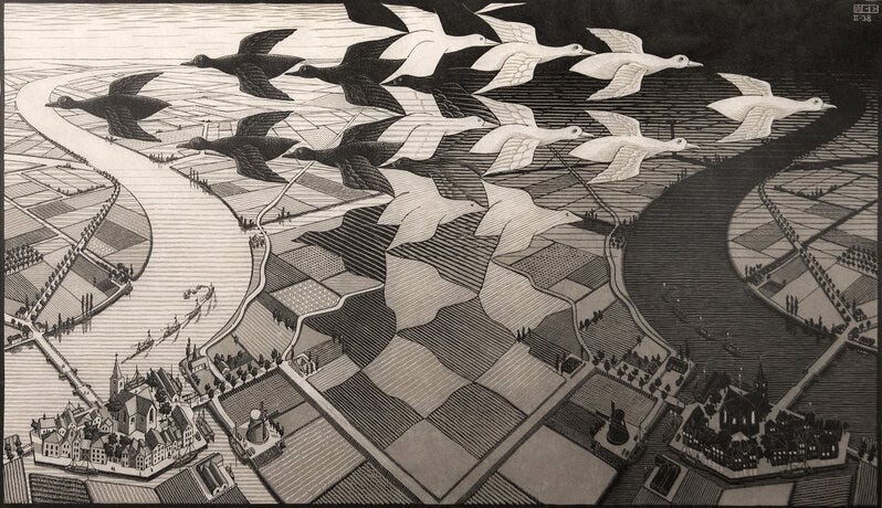 M. C. Escher | Day and Night (1938) | Artsy