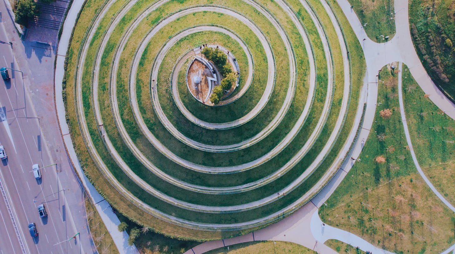 Garden with a spiral path