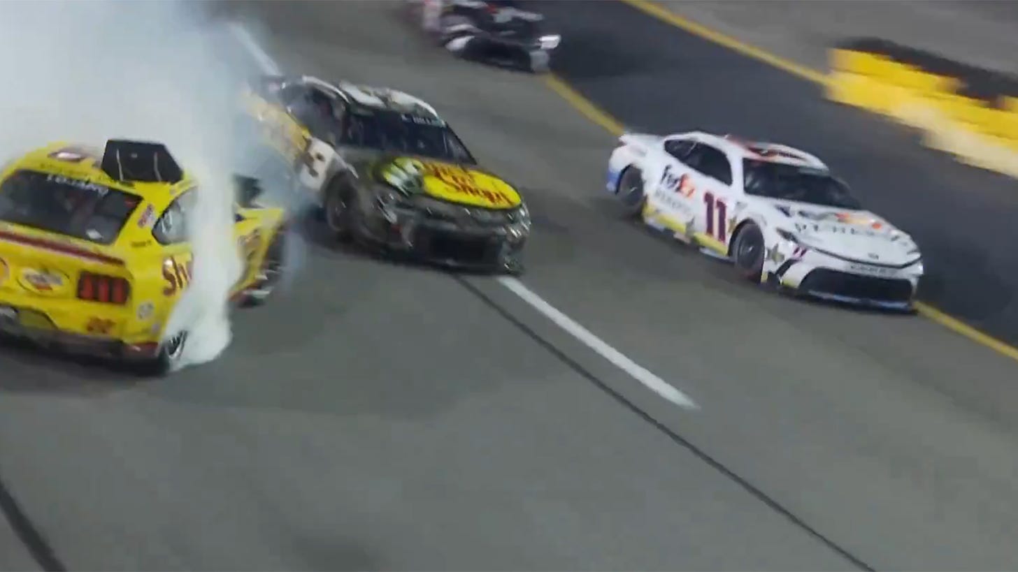 Austin Dillon wins Richmond after spinning Joey Logano and wrecking Denny Hamlin video 2024 Cook Out 400 finish